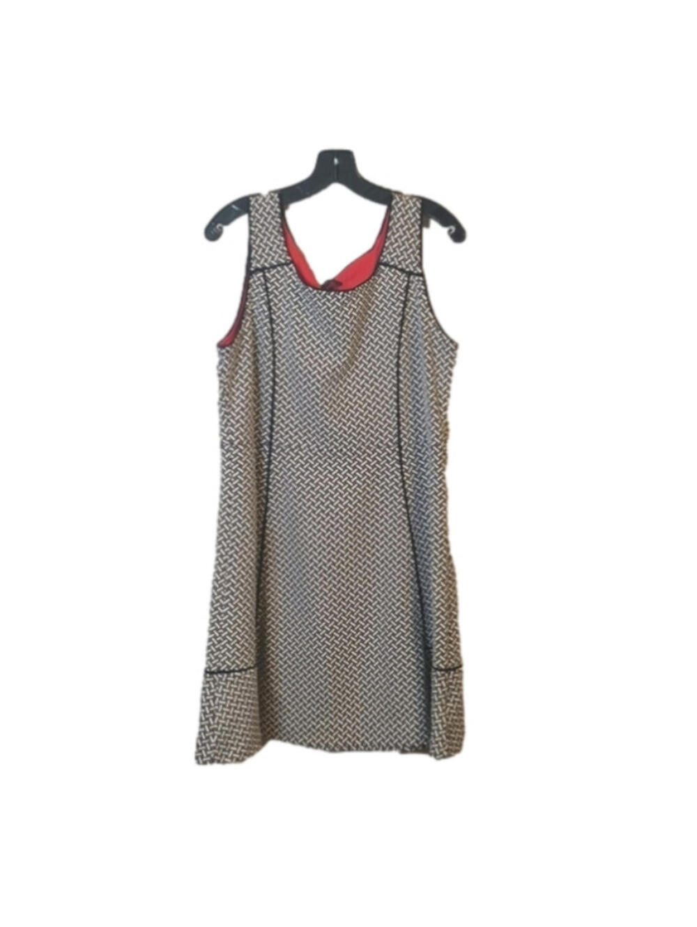 Lands’ End Black White Herringbone Dress Women’s Sheath Office Stretch Career